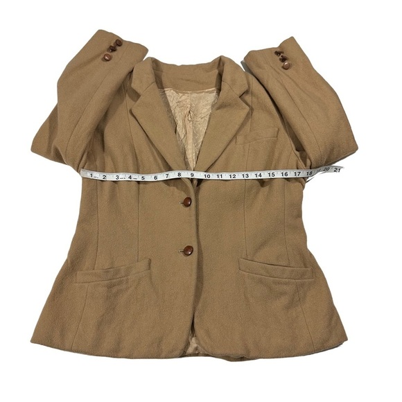 Kirkland Hall Union Made USA Women Camel Color 2 Button 100% Wool Blazer Sz 12 - Picture 11 of 14
